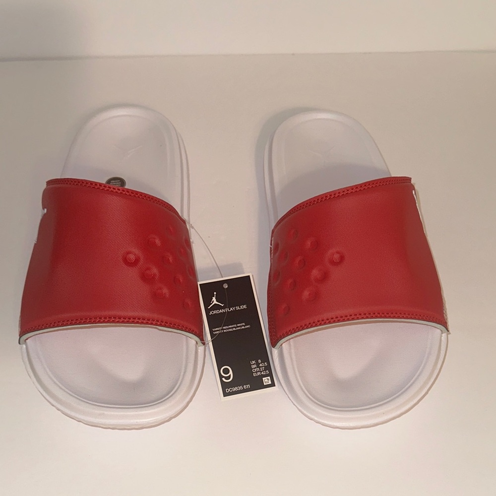 Jordan Play Red and White Slide Sandals